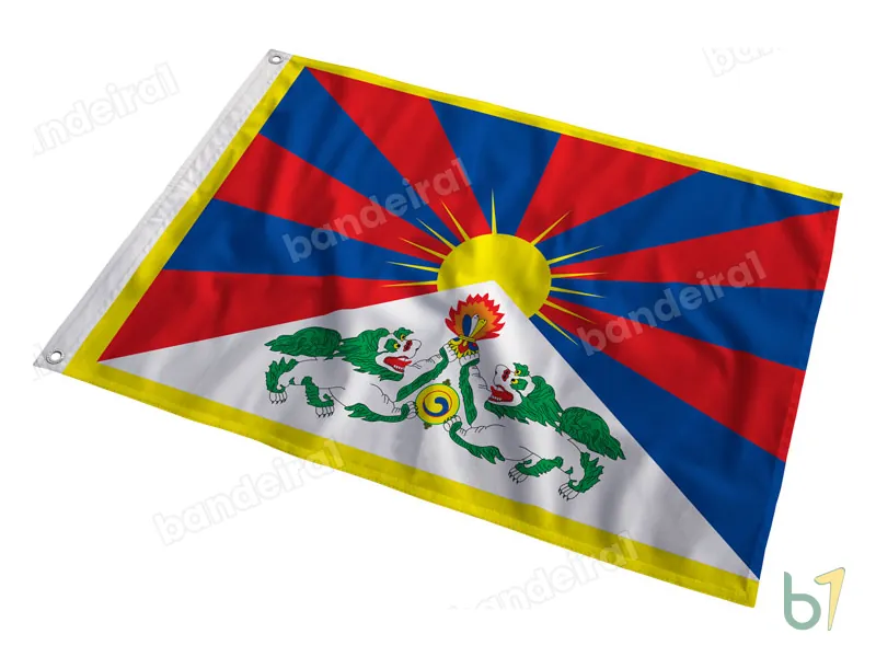 Bandeira do Tibete — poliéster — em movimento