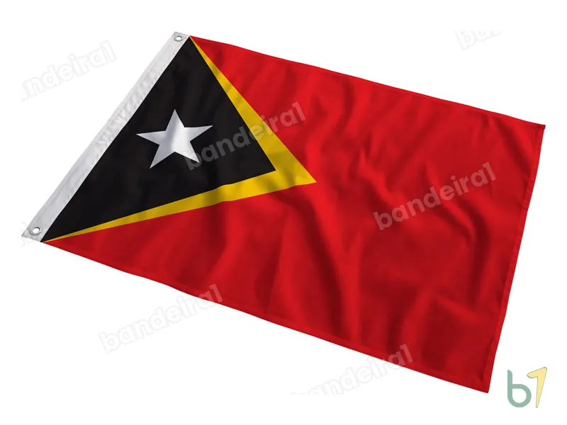 Bandeira de Timor-Leste — poliéster — em movimento