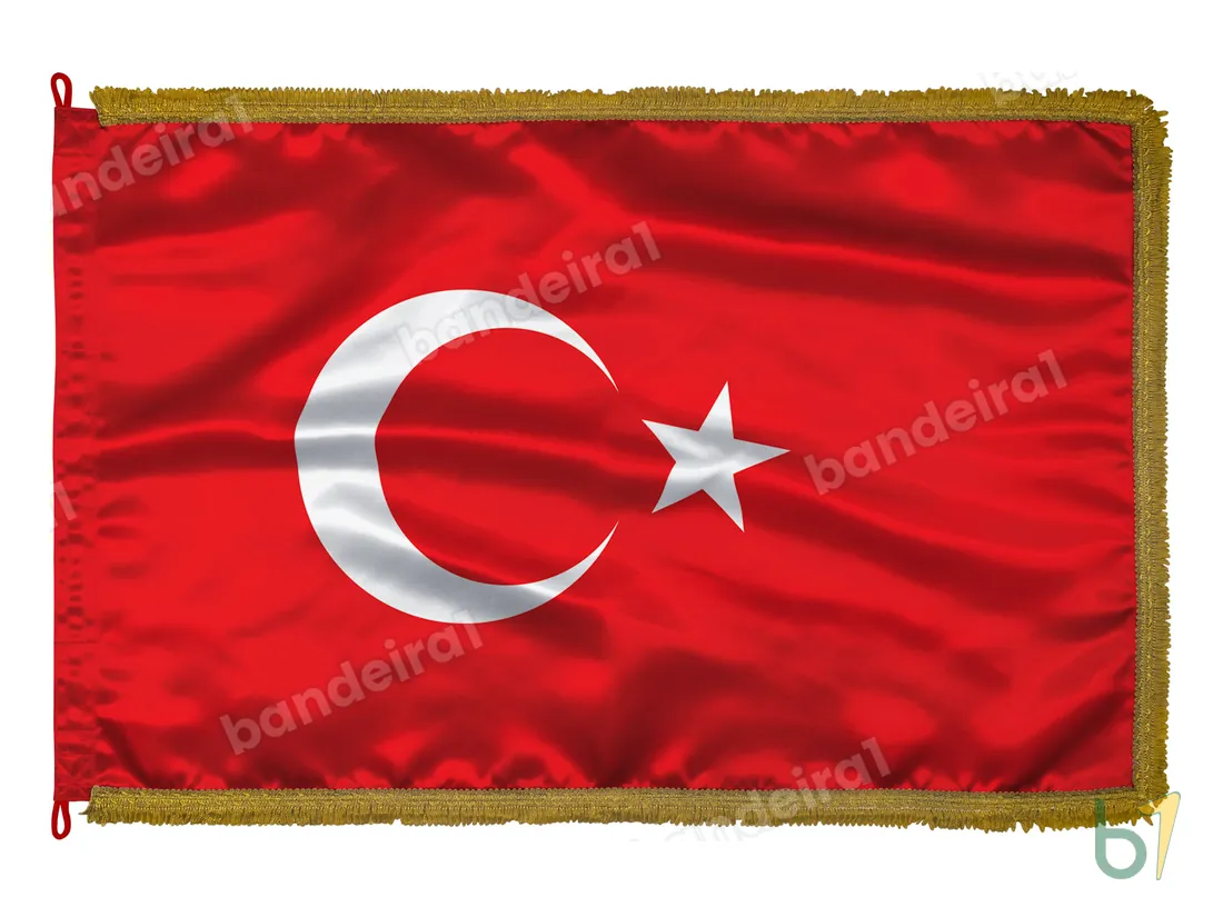 Bandeira da Turquia — cetim com franja ouro velho
