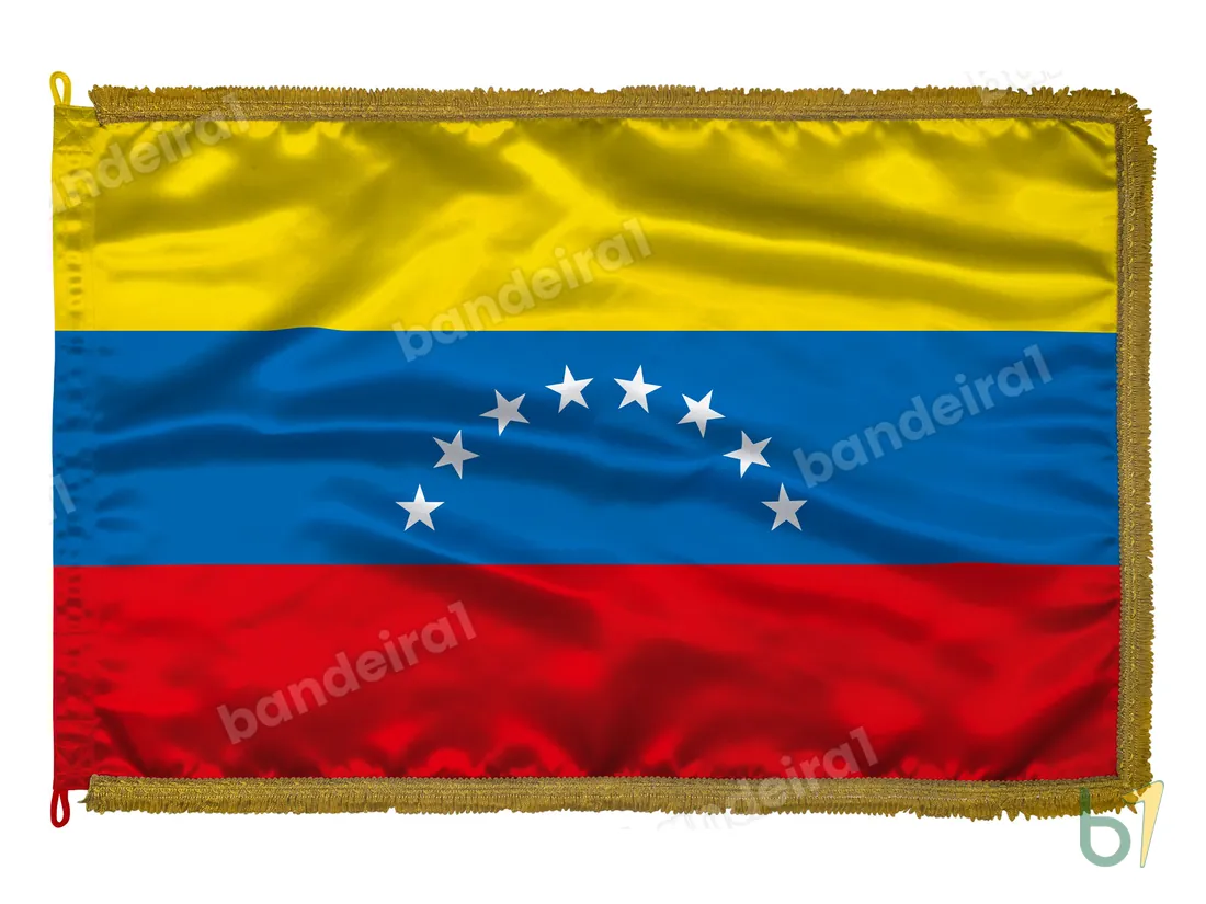 Bandeira da Venezuela — cetim com franja ouro velho