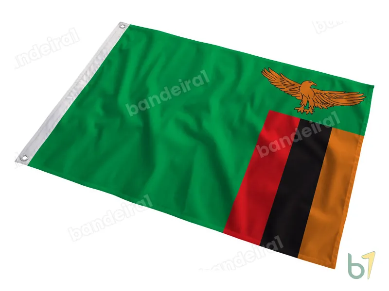 Bandeira da Zâmbia — poliéster — em movimento